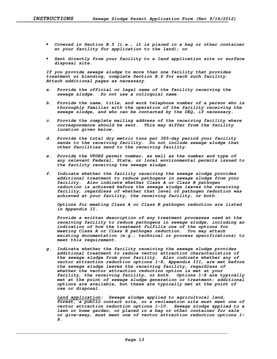 Instructions for Vpdes Sewage Sludge Permit Application Form - Virginia, Page 13