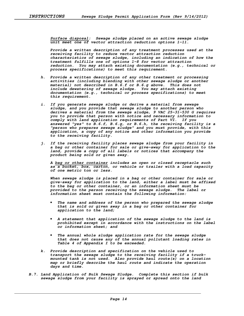 Instructions for Vpdes Sewage Sludge Permit Application Form - Virginia, Page 14