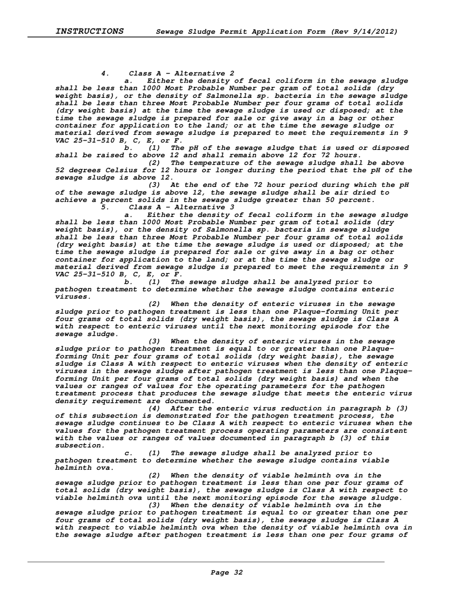 Instructions for Vpdes Sewage Sludge Permit Application Form - Virginia, Page 32