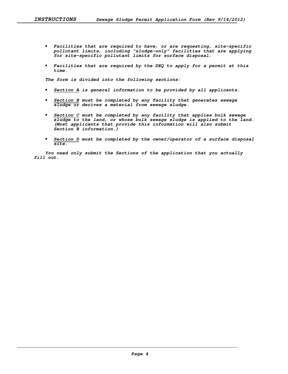 Instructions for Vpdes Sewage Sludge Permit Application Form - Virginia, Page 4