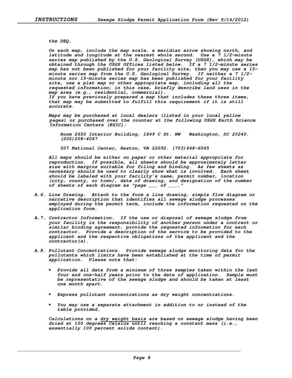 Instructions for Vpdes Sewage Sludge Permit Application Form - Virginia, Page 8