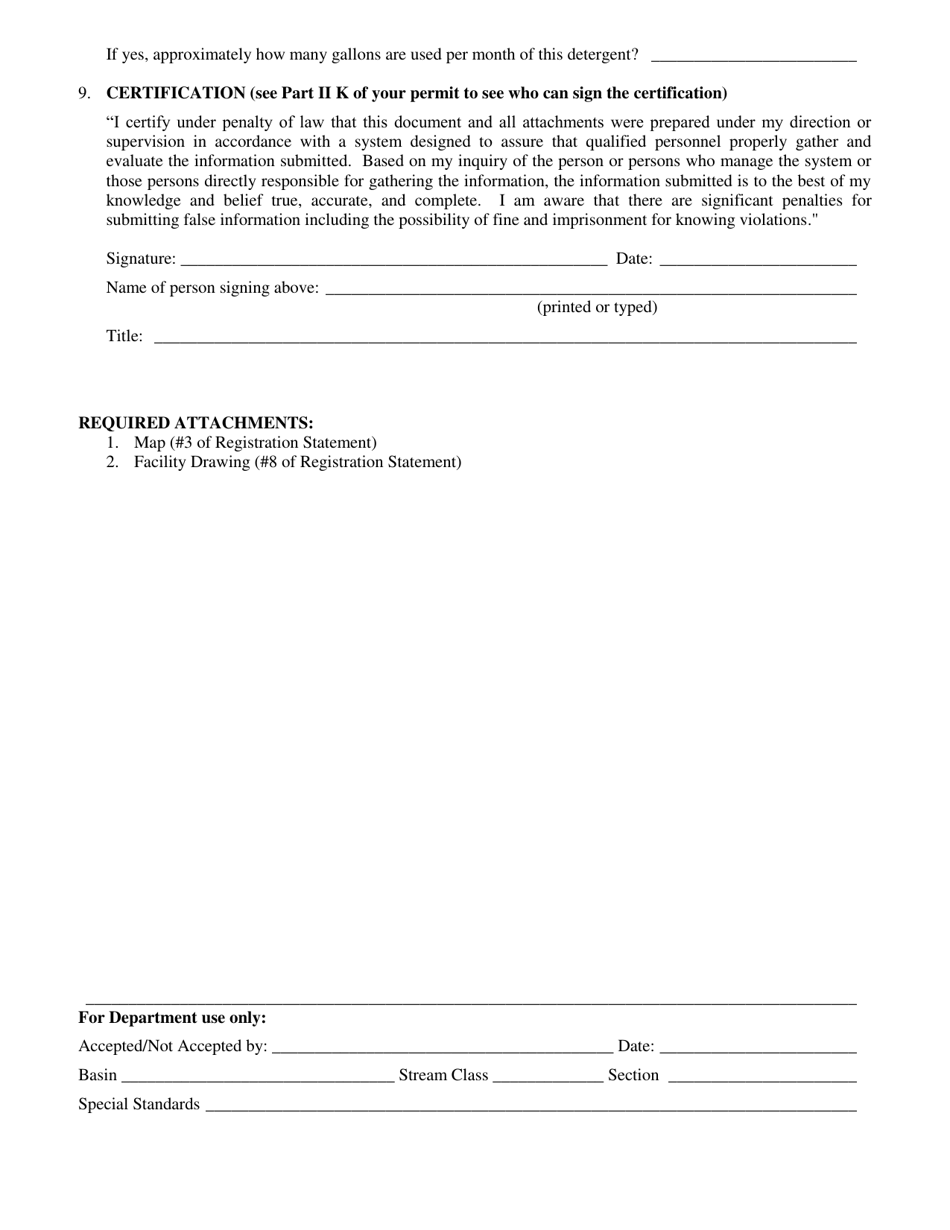 Virginia Registration Statement - Vehicle Wash & Laundry Facilities 