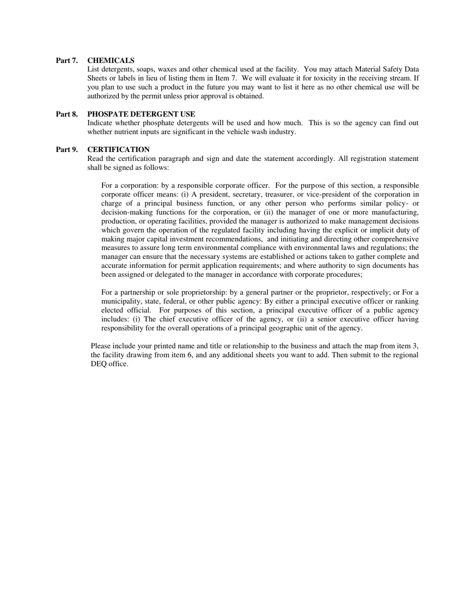 Registration Statement - Vehicle Wash  Laundry Facilities General Permit - Virginia, Page 6