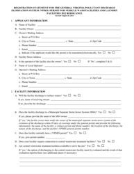 Registration Statement - Vehicle Wash &amp; Laundry Facilities General Permit - Virginia