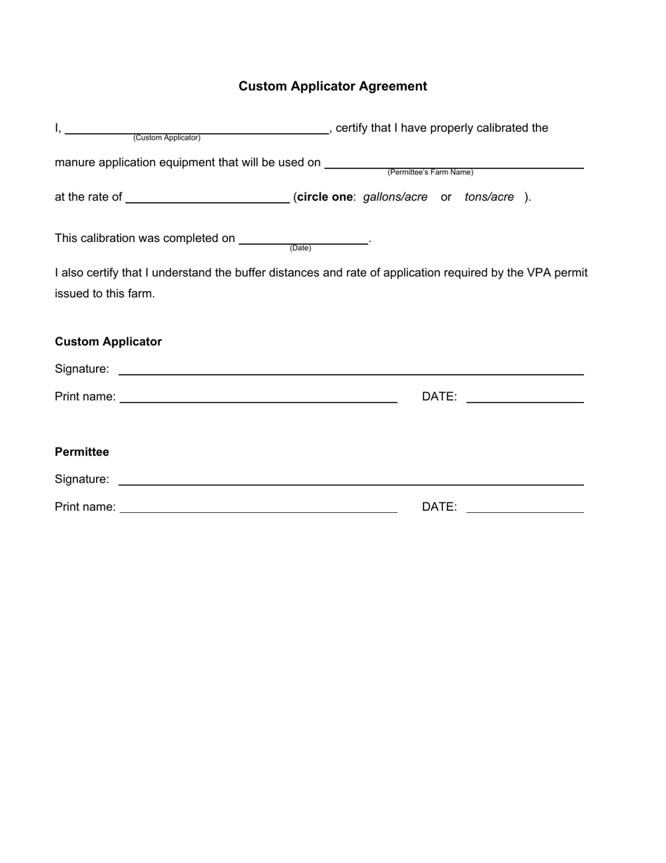 Custom Applicator Agreement - Virginia, Page 1