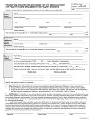 Document preview: Virginia DEQ Registration Statement for VPA General Permit for Poultry Waste Management for Poultry Growers - Virginia