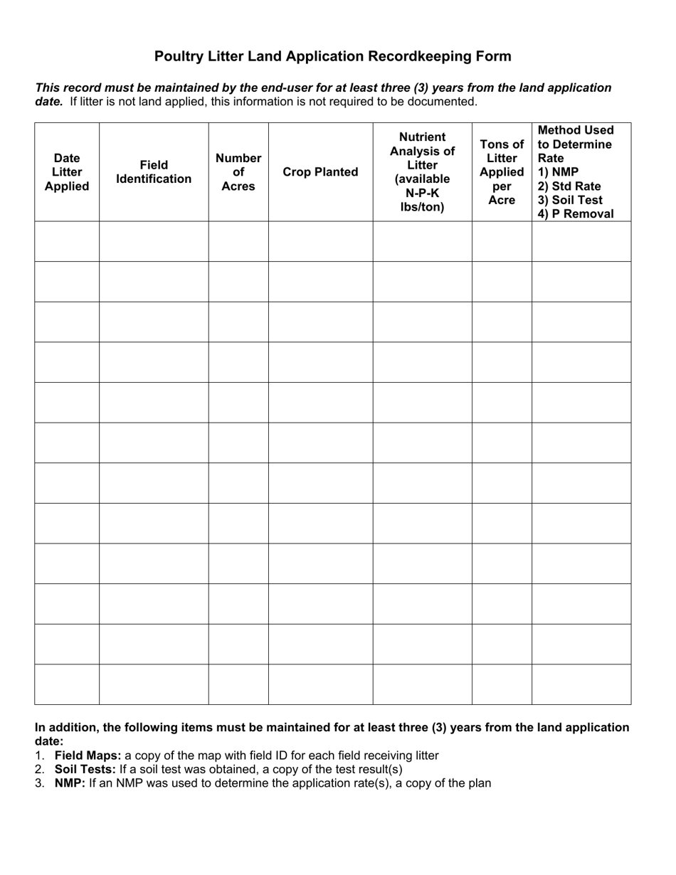 End-User Poultry Litter Transfer Record - Virginia, Page 2