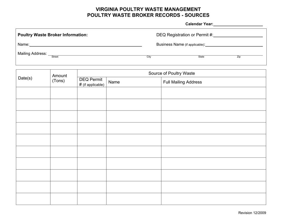Virginia Poultry Waste Broker Records Sources Fill Out, Sign Online