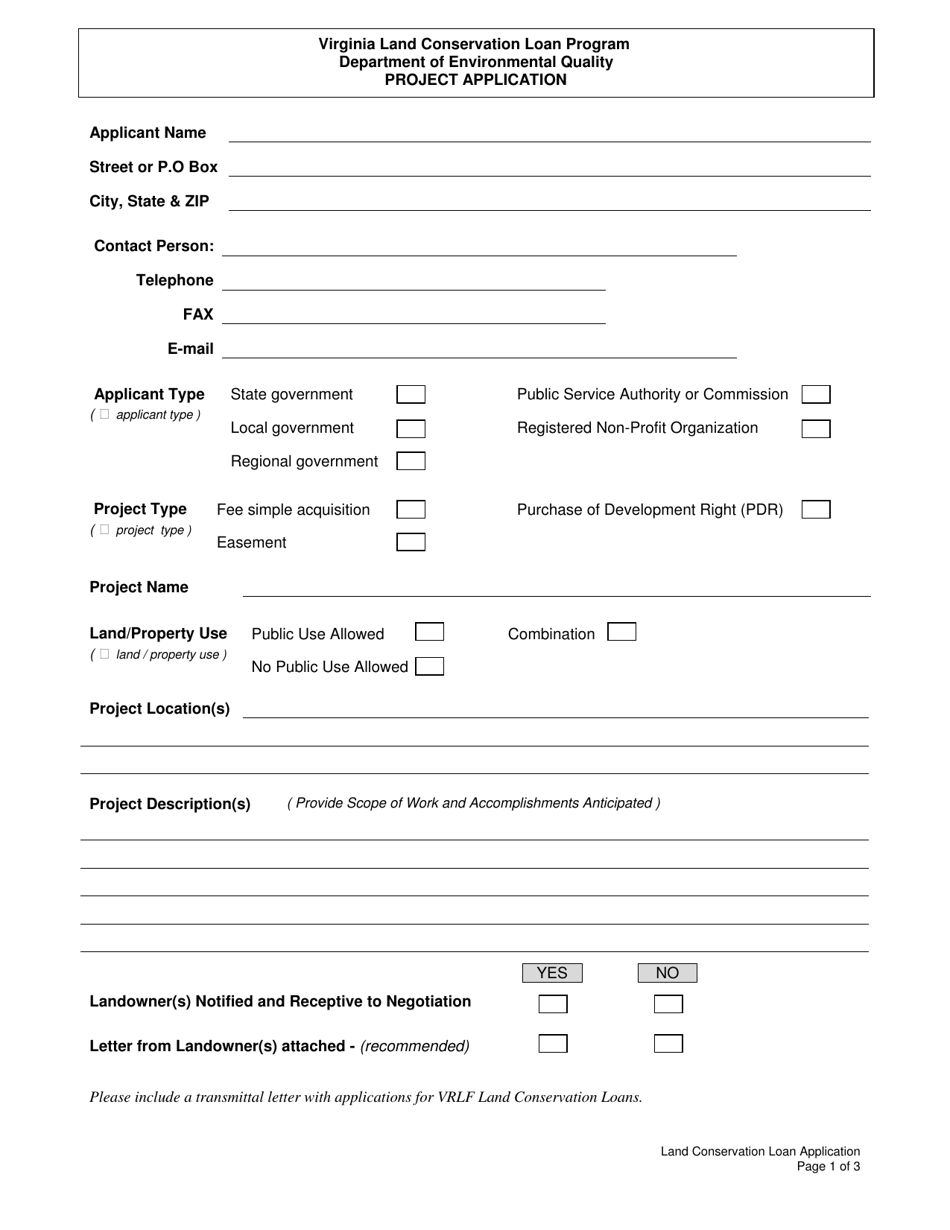Project Application - Virginia, Page 1