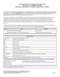 Form TCEQ-10150 Permit by Rule Applicability 106.4 Quick Checklist - Texas