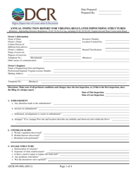 Form DCR199-098 Annual Inspection Report for Virginia Regulated Impounding Structures - Virginia