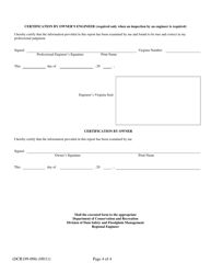 Form DCR199-098 Annual Inspection Report for Virginia Regulated Impounding Structures - Virginia, Page 4