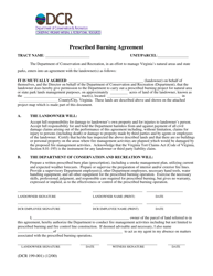 Form DCR199-001 Prescribed Burning Agreement - Virginia