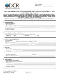 Form DCR199-101 Design Report for the Construction or Alteration of Virginia Regulated Impounding Structures - Virginia