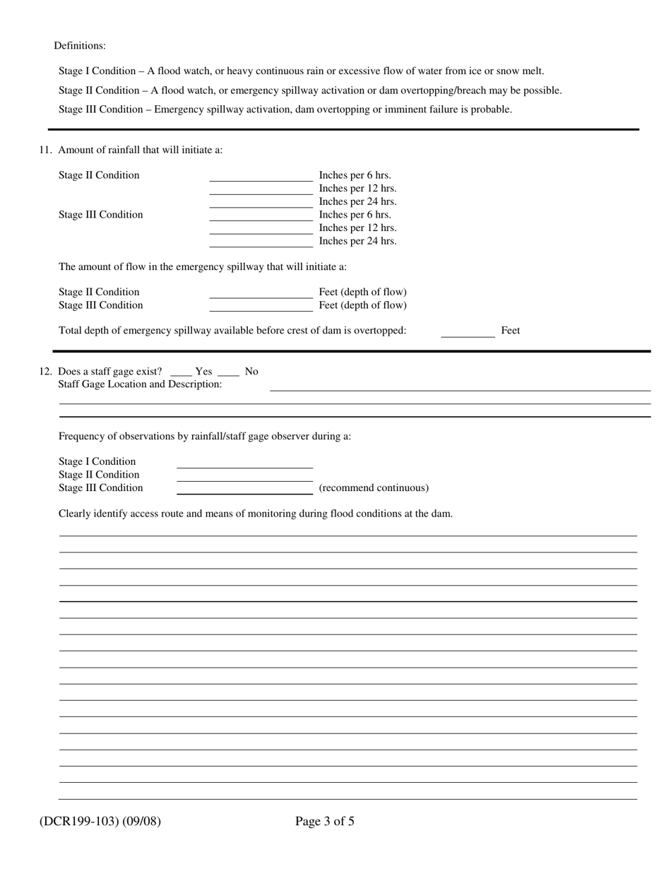 Form DCR199-103 Emergency Preparedness Plan for Low Hazard Virginia Regulated Impounding Structures - Virginia, Page 3