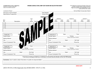 Sample Form DCR199-019 Virginia Agricultural Bmp Cost-Share Bid Solicitation Sheet - Virginia, Page 2