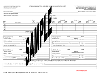 Sample Form DCR199-019 Virginia Agricultural Bmp Cost-Share Bid Solicitation Sheet - Virginia, Page 3