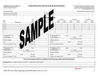 Sample Form DCR199-019 Virginia Agricultural Bmp Cost-Share Bid Solicitation Sheet - Virginia, Page 4
