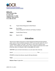 Form DCR199-113 Permission Form to Include Nutrient Management Planner Information in Statewide Directory - Virginia