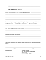 Form DCR199-113 Permission Form to Include Nutrient Management Planner Information in Statewide Directory - Virginia, Page 2