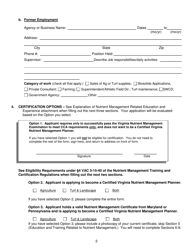 Form DCR199-111 Application for Nutrient Management Certification - Virginia, Page 2