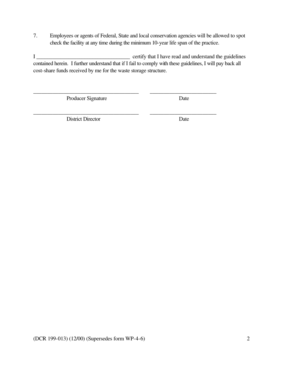 Form DCR199-013 Download Printable PDF or Fill Online Dry Manure ...