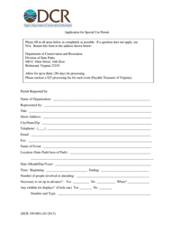 Document preview: Form DCR199-085 Application for Special Use Permit - Virginia