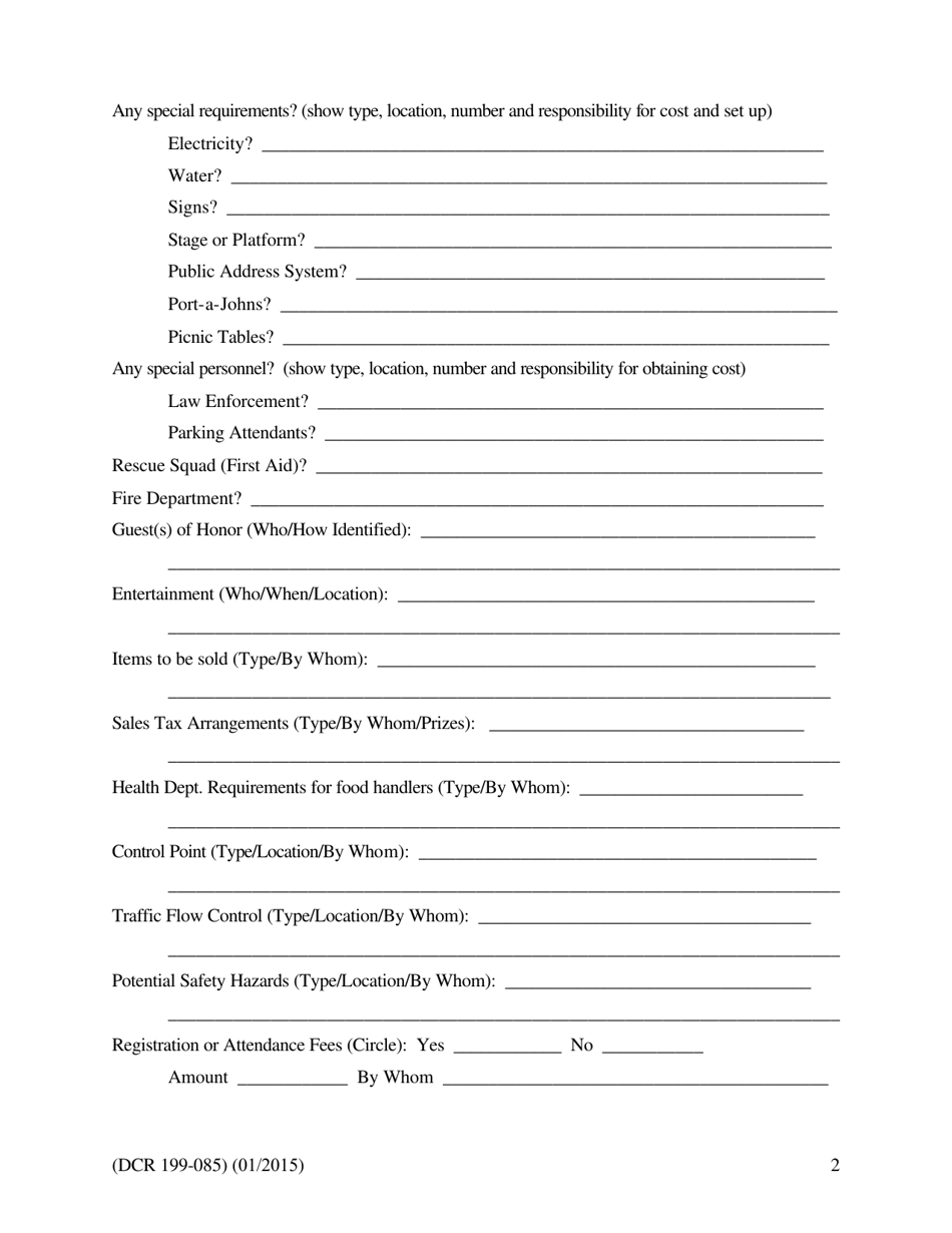 Form DCR199-085 Application for Special Use Permit - Virginia, Page 2
