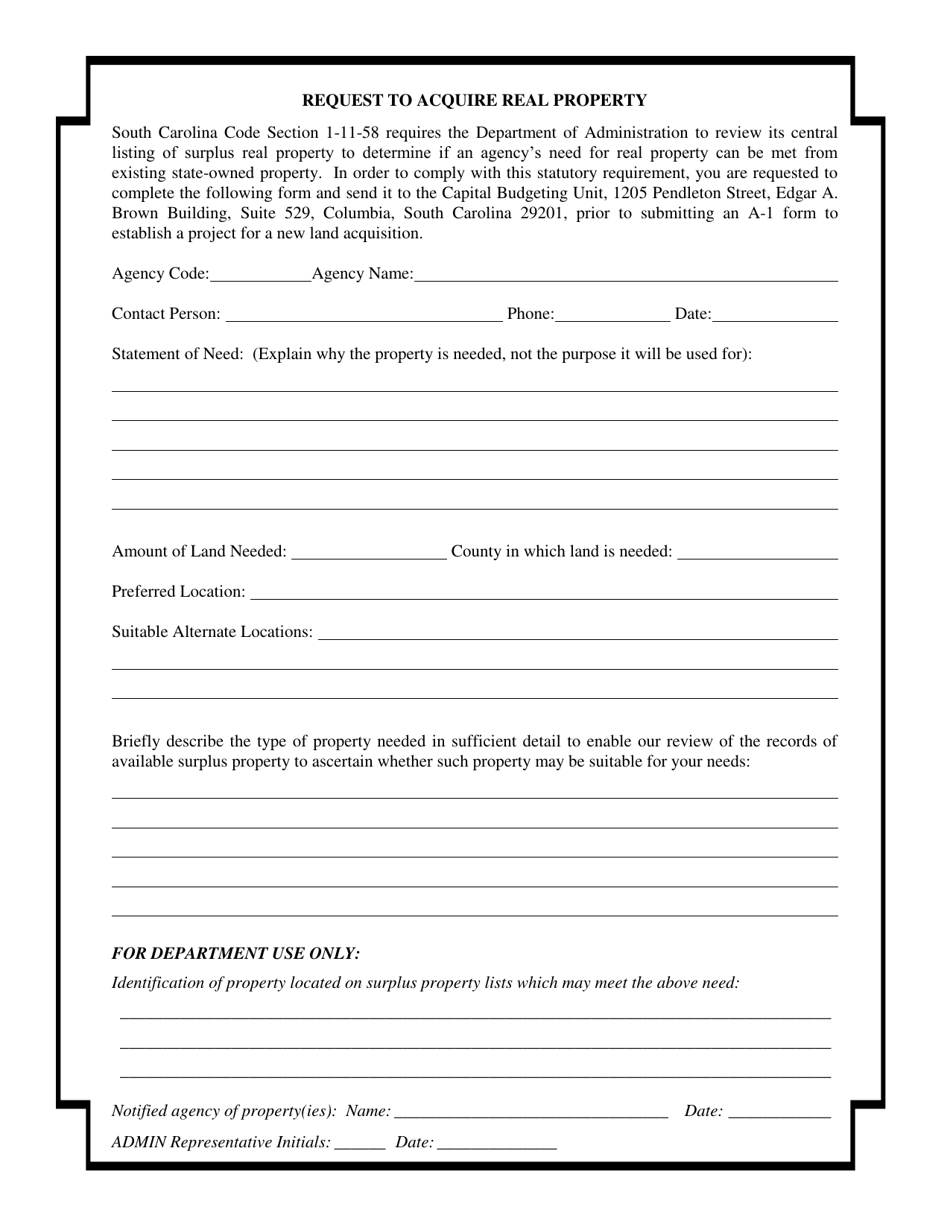 Request to Acquire Real Property - South Carolina, Page 1