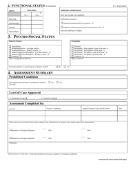 Form 032-02-0122-01 Uniform Assessment Instrument for Private Pay Residents of Assisted Living Facilities - Virginia, Page 2