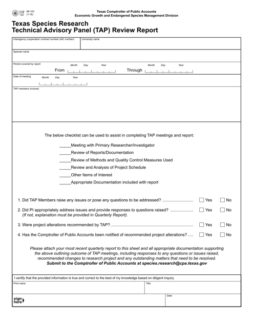 Form 88-103  Printable Pdf