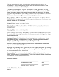 Appendix 6 Format for Adoption Court Report to Probate Court - Vermont, Page 2
