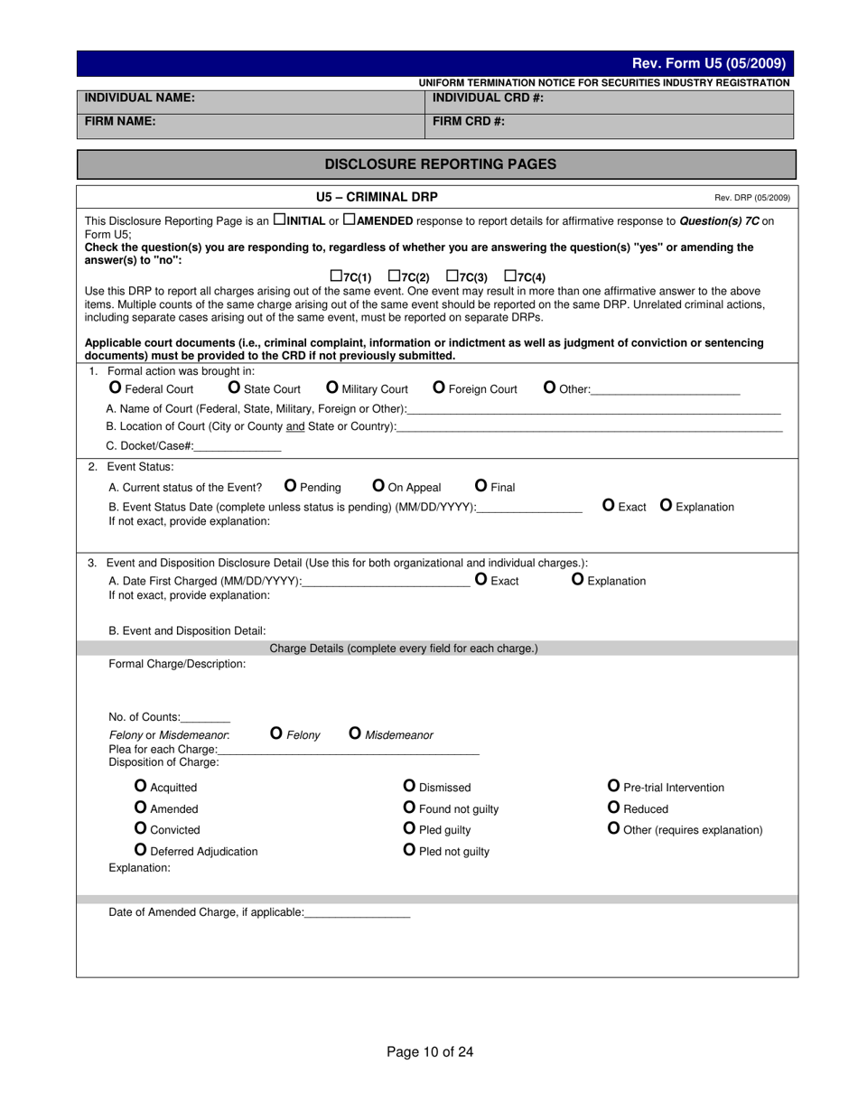 Form U5 Uniform Termination Notice for Securities Industry Registration - Tennessee, Page 10