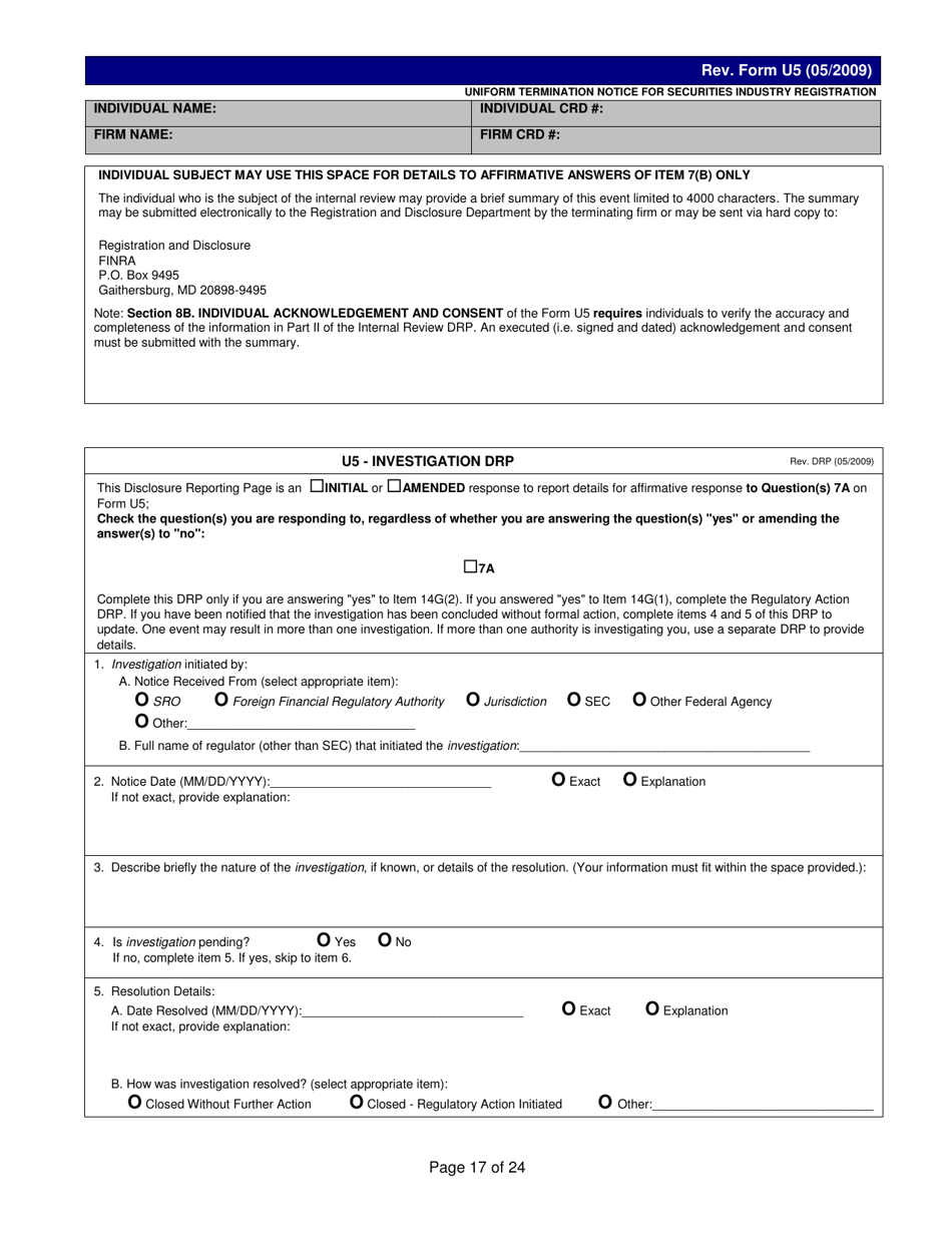 Form U5 Uniform Termination Notice for Securities Industry Registration - Tennessee, Page 17