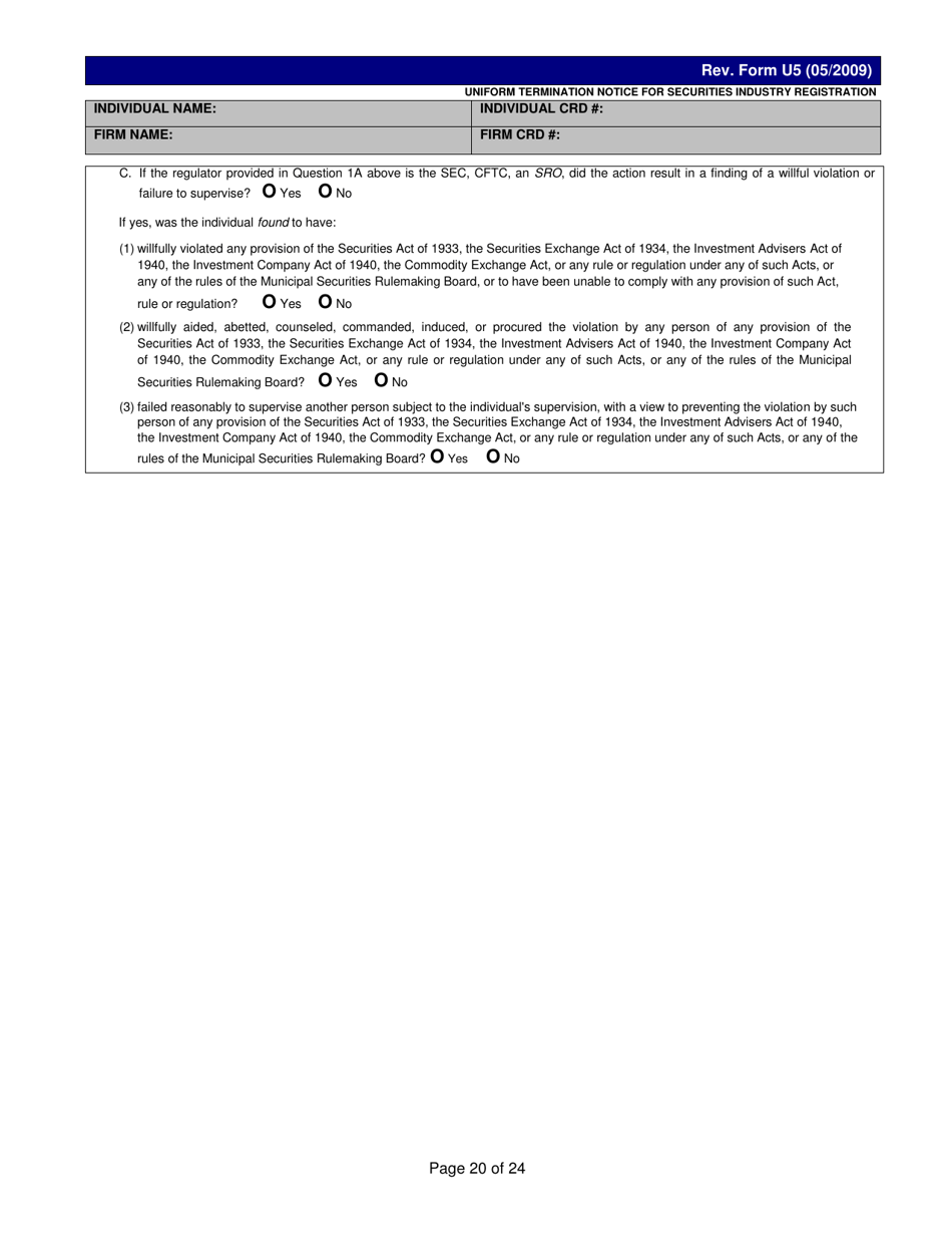 Form U5 Uniform Termination Notice for Securities Industry Registration - Tennessee, Page 20