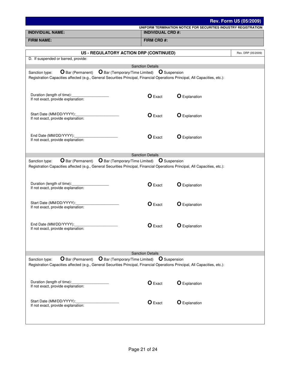 Form U5 Uniform Termination Notice for Securities Industry Registration - Tennessee, Page 21