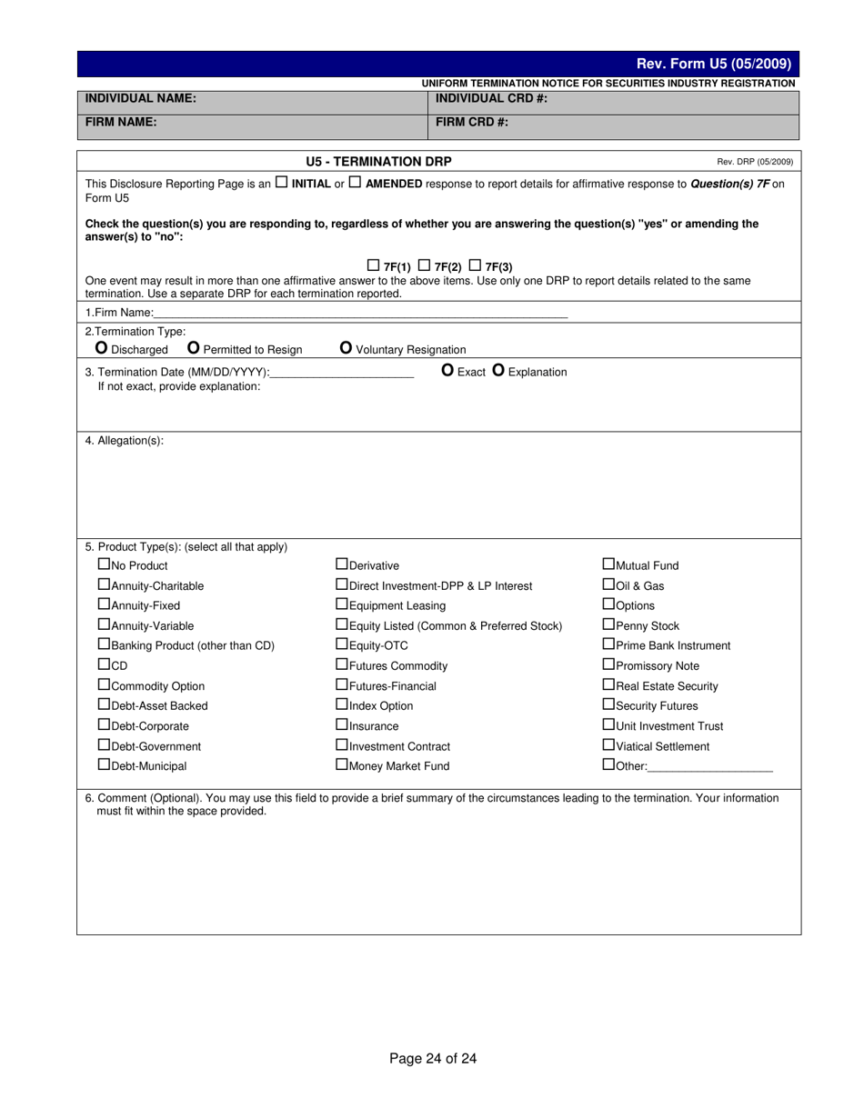 Form U5 Uniform Termination Notice for Securities Industry Registration - Tennessee, Page 24