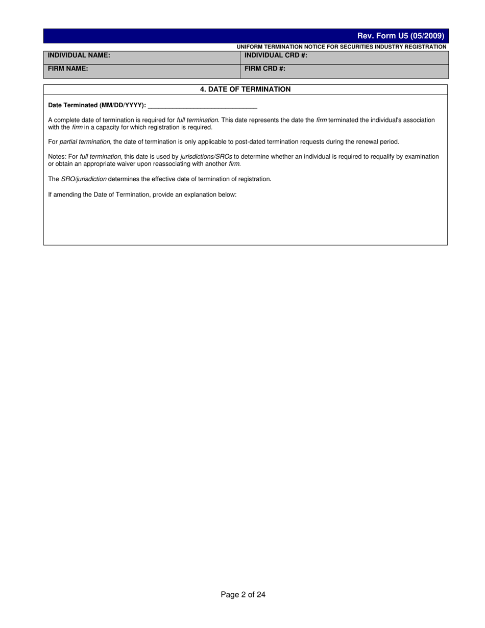 Form U5 Uniform Termination Notice for Securities Industry Registration - Tennessee, Page 2