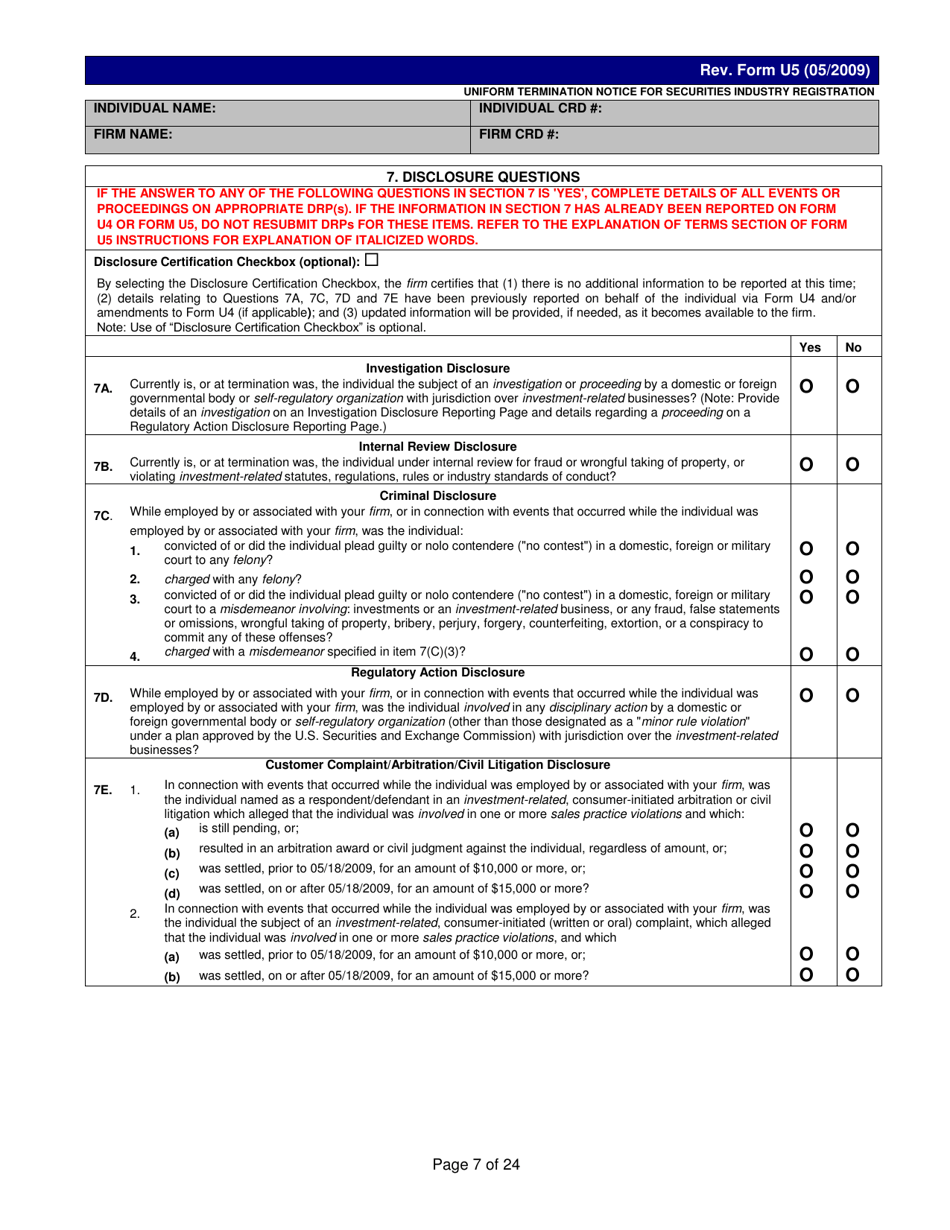 Form U5 Uniform Termination Notice for Securities Industry Registration - Tennessee, Page 7