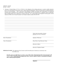Form MH-9 Non Emergency Application Form - Vermont, Page 6
