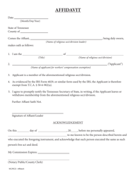 Document preview: Affidavit - Tennessee