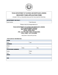 Recovery Fund Application Form - Texas, Page 2