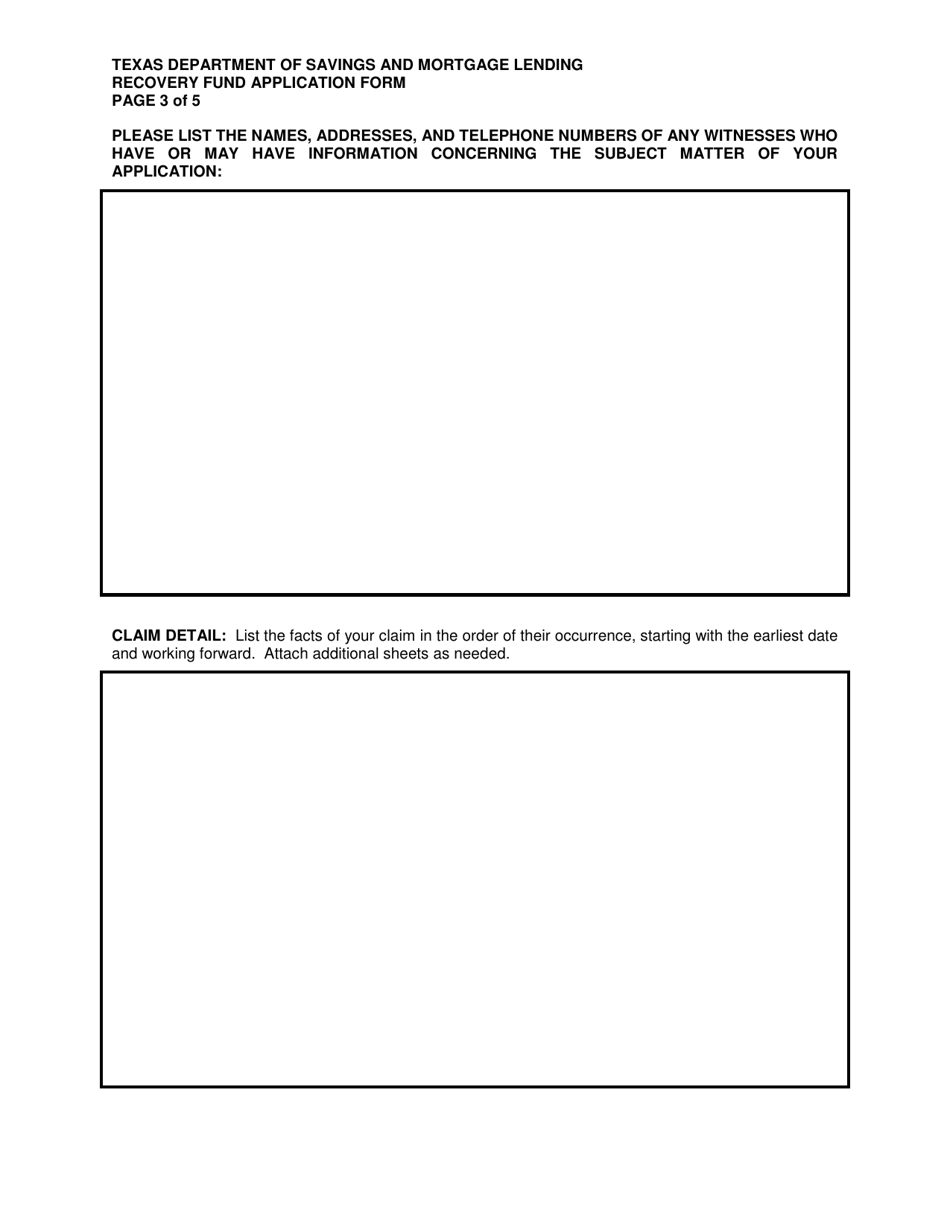 Recovery Fund Application Form - Texas, Page 4