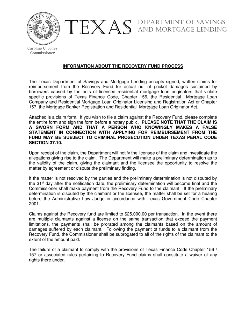 Texas Recovery Fund Application Form Fill Out, Sign Online and