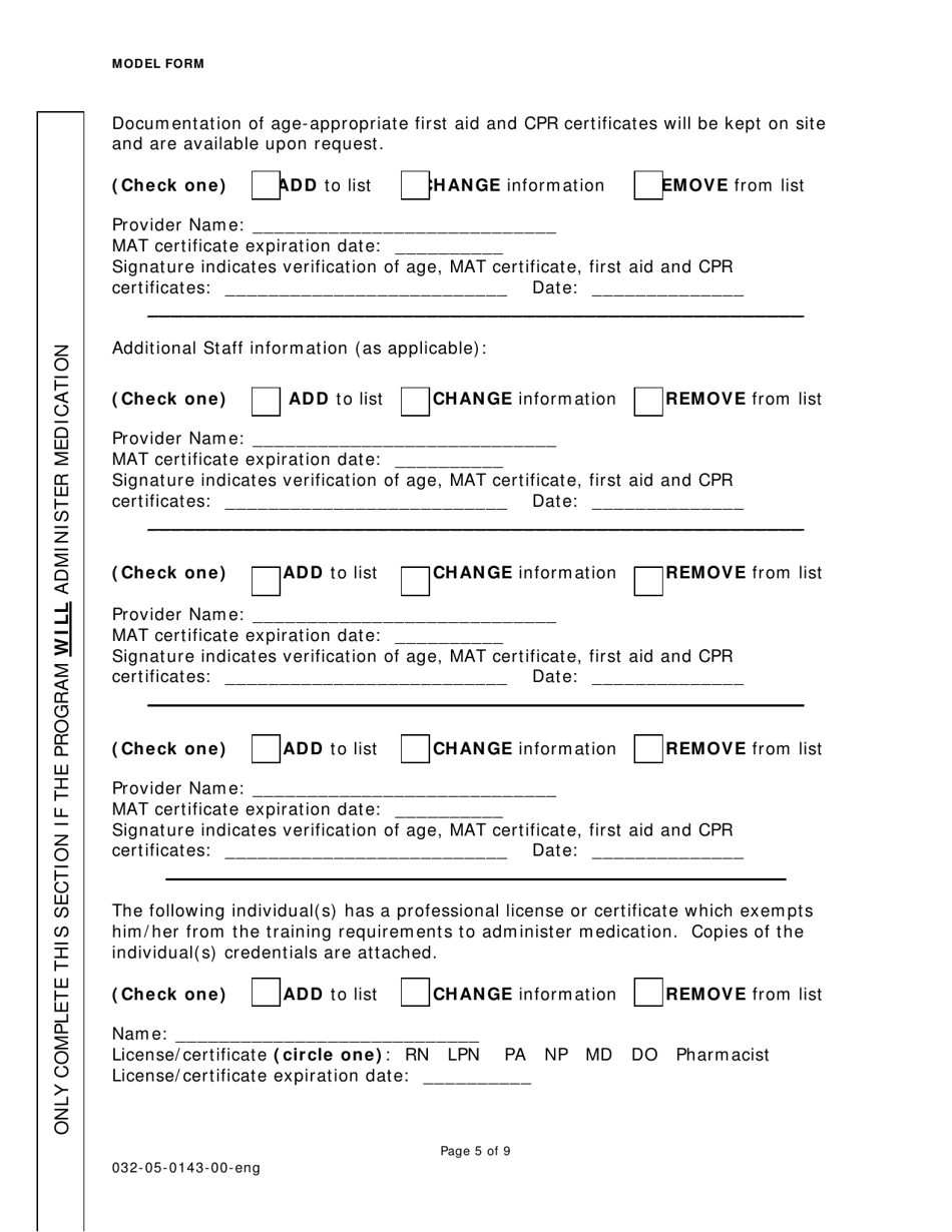 Form 032-05-0143-00 Licensed Child Day Center Program Decision on the Administration of Medication - Virginia, Page 5