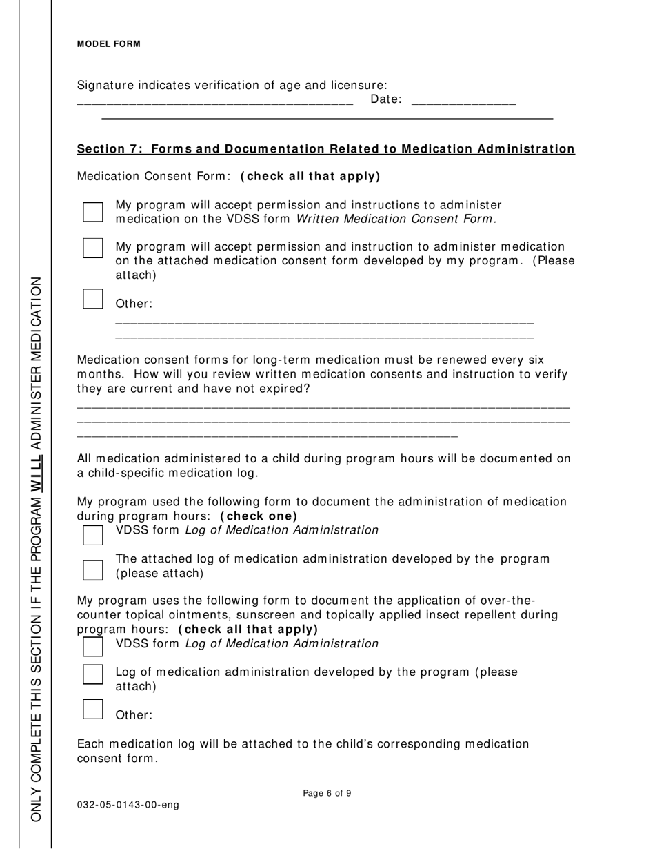 Form 032-05-0143-00 Licensed Child Day Center Program Decision on the Administration of Medication - Virginia, Page 6