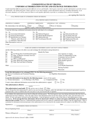 Form 032-01-0005-02 Uniform Authorization to Use and Exchange Information - Virginia, Page 4