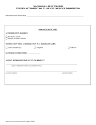 Form 032-01-0005-02 Uniform Authorization to Use and Exchange Information - Virginia, Page 5
