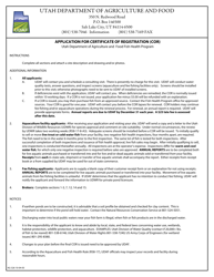 Form AG-326 Application for Certificate of Registration (Cor) - Utah