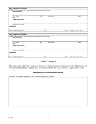 Form 205 &quot;Certificate of Formation - Limited Liability Company&quot; - Texas, Page 5